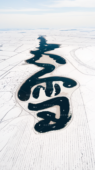冬季节气大雪文字创意冬季雪地背景图片