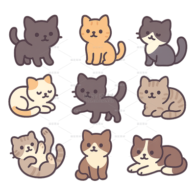 动物系列卡通猫咪插画（td）