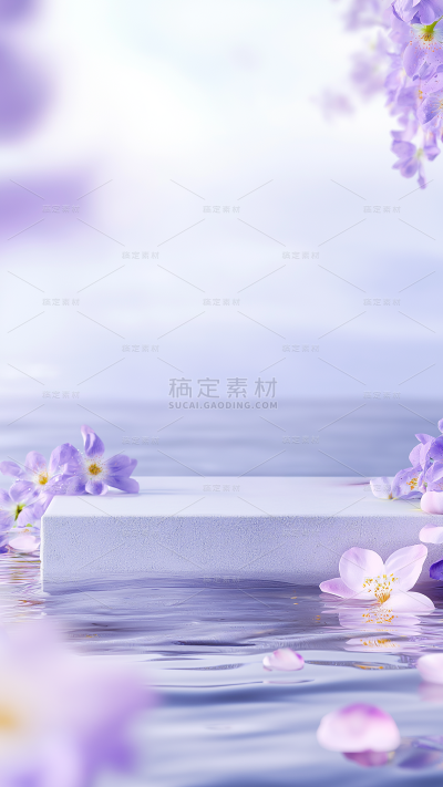 背景系列紫色花卉大理石展台