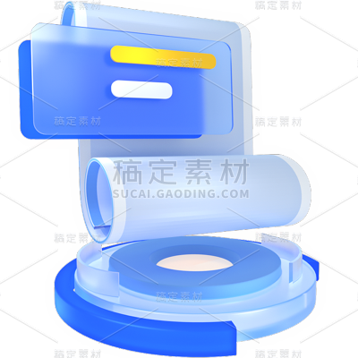 通用商务感金融3D立体毛玻璃金融图标元素素材