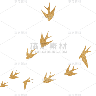 动物系列金箔质感群鸟剪影