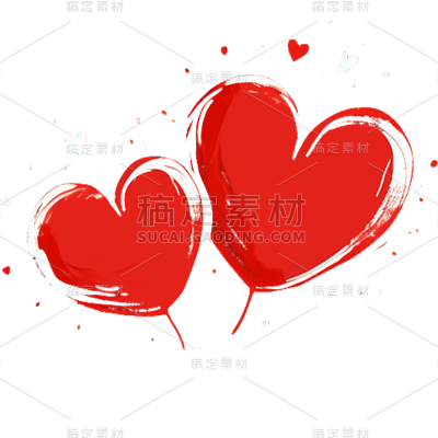 手绘风格粉红爱心静态贴纸