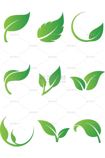 植物通用绿色矢量茶叶图标元素素材组合合集