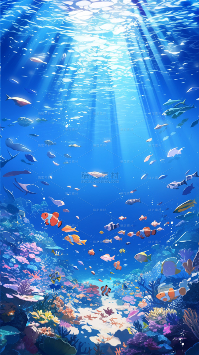 风光系列梦幻感海底世界插画