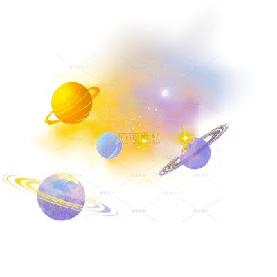 宇宙系列手绘星云和星球