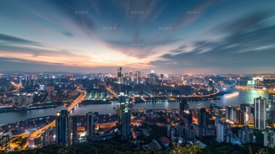 建筑系列通用城市高空视角夜景图片背景素材