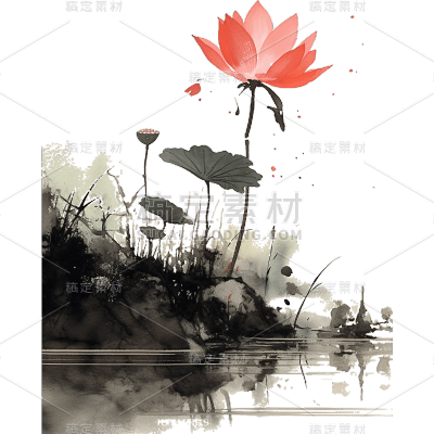 中国风水墨荷花