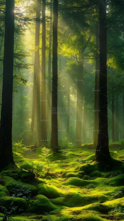 风光系列实景森林雾场景背景
