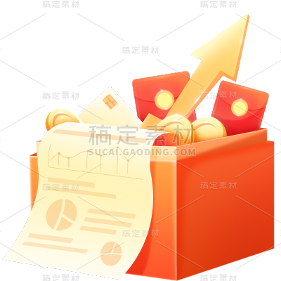 金融账单保单立体插画贴纸套装