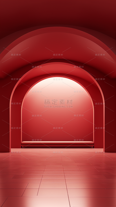 3D立体三维空间红色背景