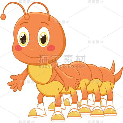 常规通用插画卡通毛毛虫元素素材