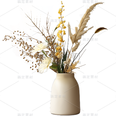 植物通用简约陶瓷实景鲜花花瓶元素素材