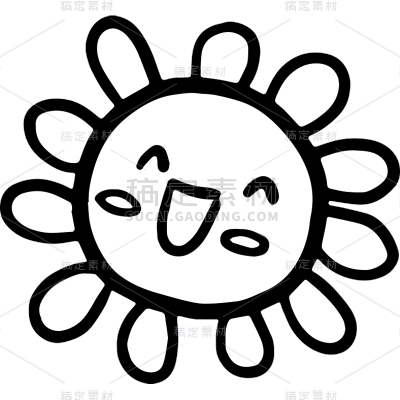 小红书卡通教育培训黑白简笔画元素贴纸