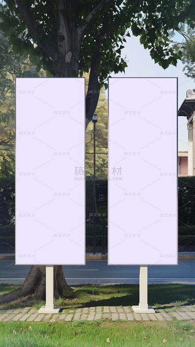 样机系列写实路边竖版广告牌样机