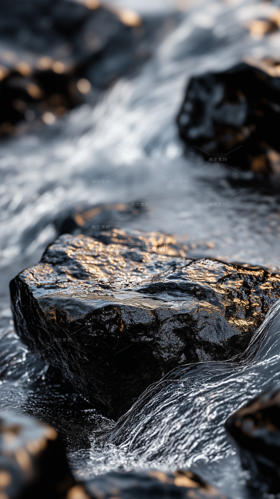 风光系列写实风岩石流水背景