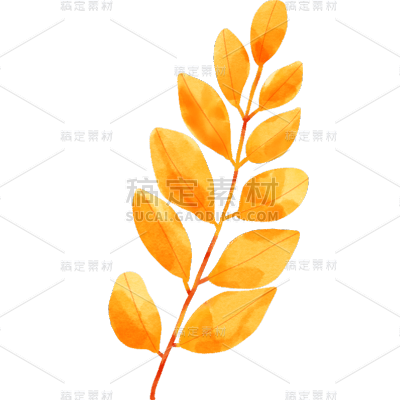 秋天通用水彩金色树叶植物贴纸