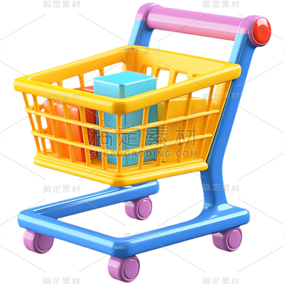 彩色购物车物品贴纸