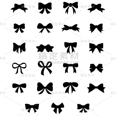 装饰系列矢量蝴蝶结装饰图标组合（td）
