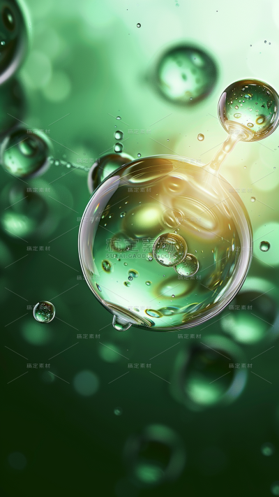 特效通用绿色分子精华水珠场景背景图片素材