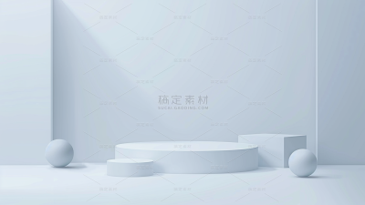 常规系列横版简约几何立体展台组合通用背景素材