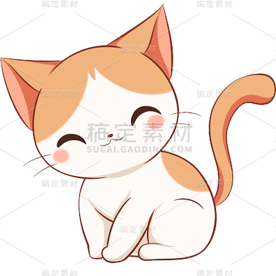 动物系列水彩手绘小猫贴纸