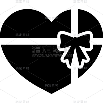 礼物盒元素简洁线条黑白贴纸