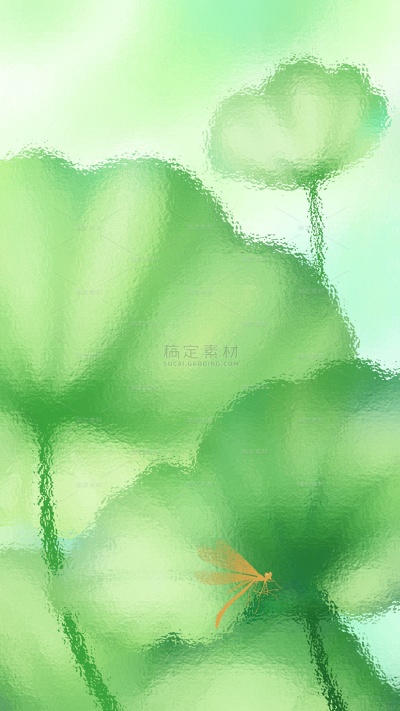 夏至肌理感光感毛玻璃荷叶蜻蜓蝴蝶背景