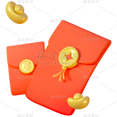 通用电商促销3D立体C4D金币红包元素素材