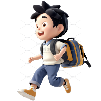 教育系列3D小学生男孩人物元素