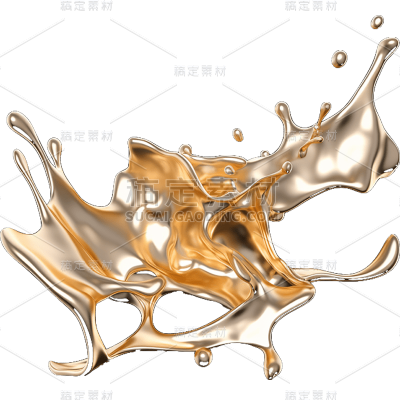 3D风格金色浪花贴纸