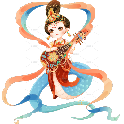 蛇年春节敦煌风插画蛇女IP大尺寸贴纸