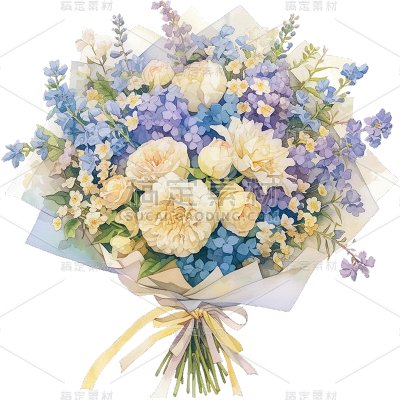 植物通用水彩插画花束元素素材