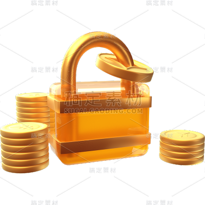 金融金锁创意3D贴纸套装