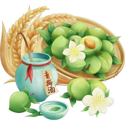 芒种通用插画风青梅美食大尺寸元素素材