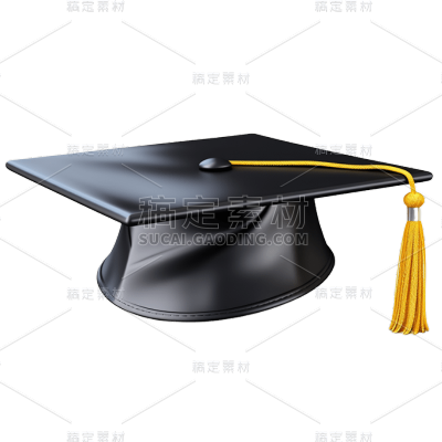 3D黑色学士帽贴纸