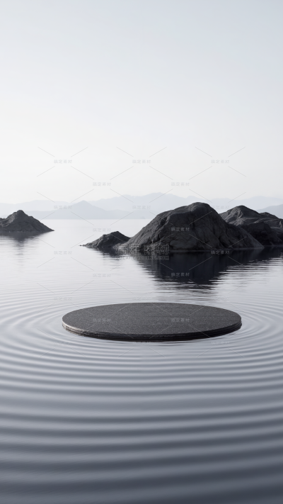 背景系列实景感水面远山展台