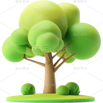 植物通用绿色软3D树元素素材
