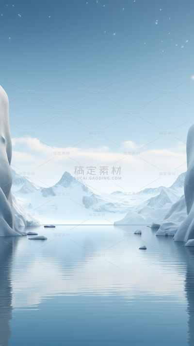 小雪节气冬季冬天通用实景雪山冰川雪地天空风景展台场景背景