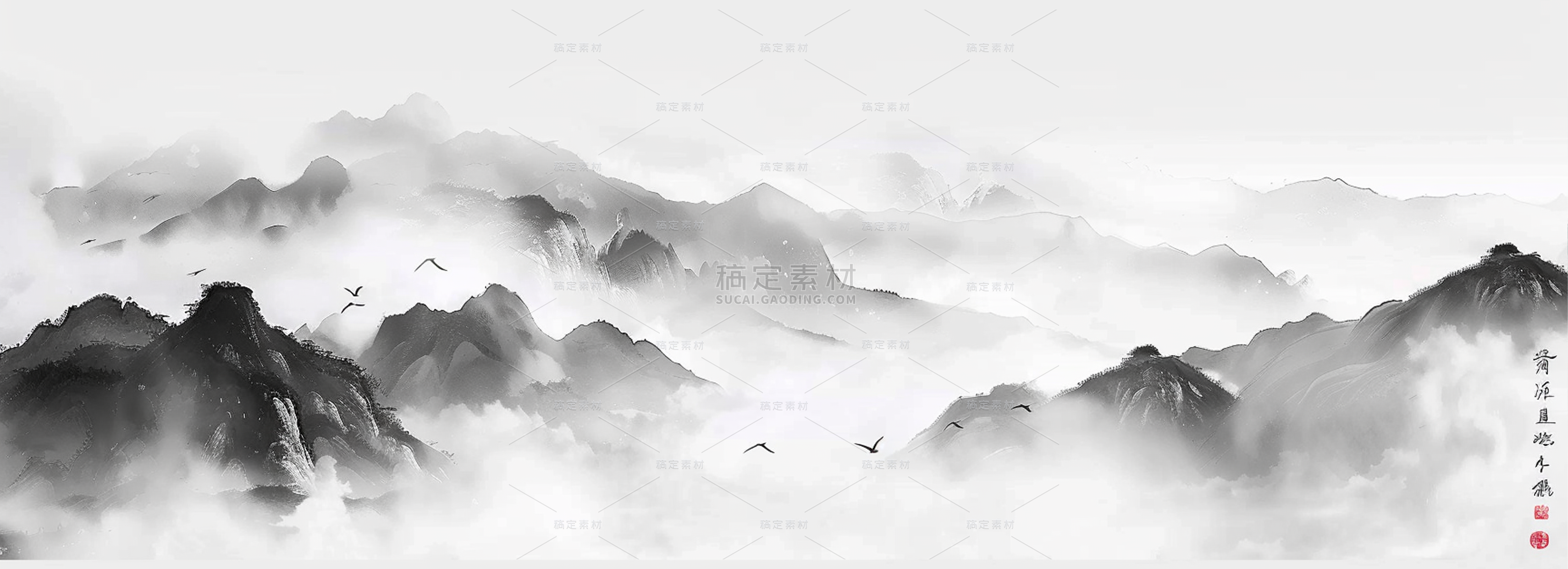 风光系列超横板山水通用背景素材