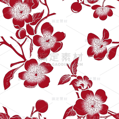 扁平红色梅花花朵
