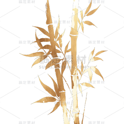 植物通用插画烫金竹子元素素材