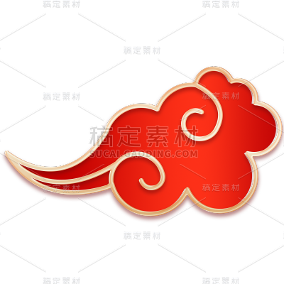 中国风红色金边国潮祥云元素素材