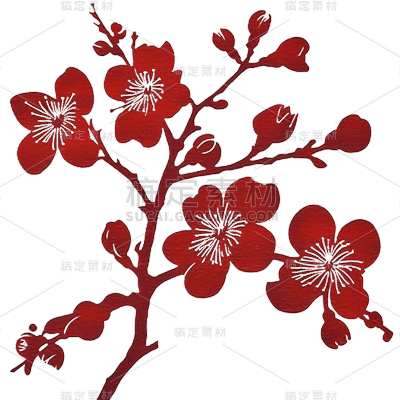 扁平红色梅花花朵