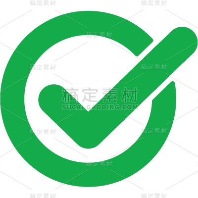 图标系列-通用-绿色规则对号线条+方框贴纸