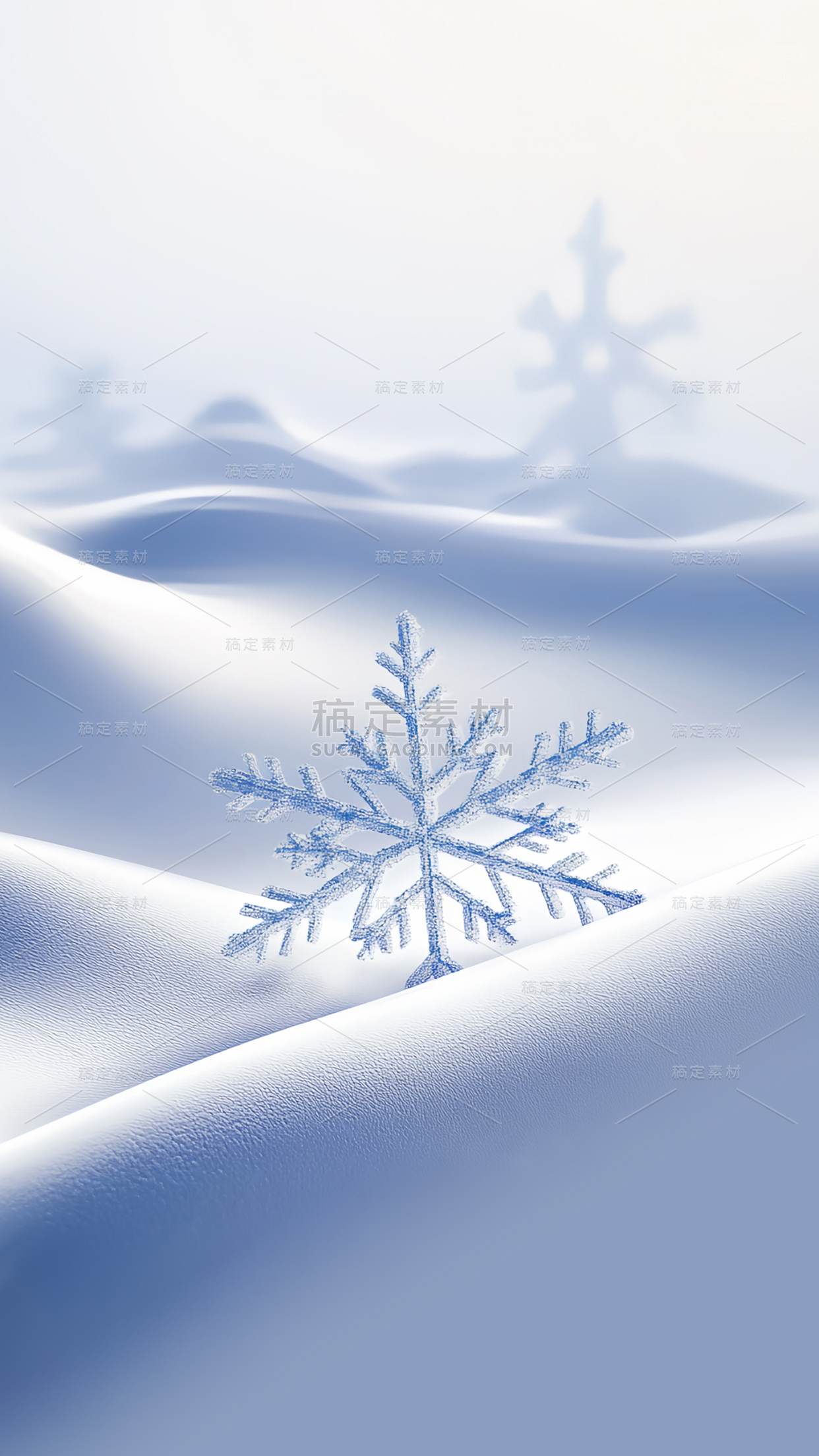 冬天雪地精致雪花背景