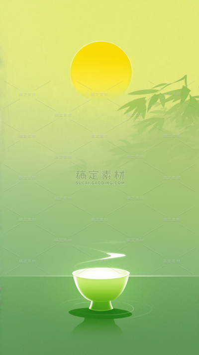 夏日中国风-扁平渐变山水图片背景