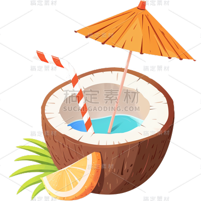 通用插画卡通椰子元素素材