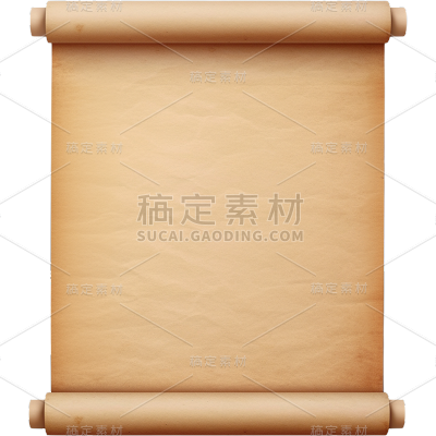 中国风通用实景黄色纸卷轴元素素材