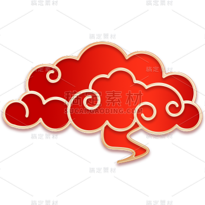 中国风红色金边国潮祥云元素素材