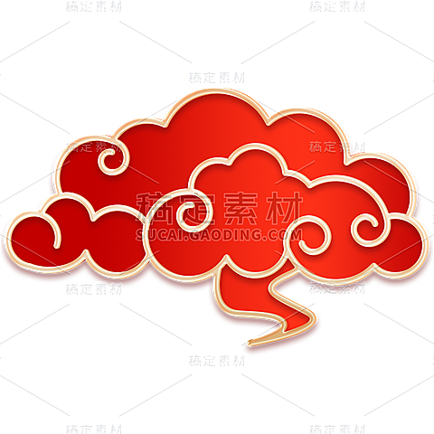 中国风红色金边国潮祥云元素素材